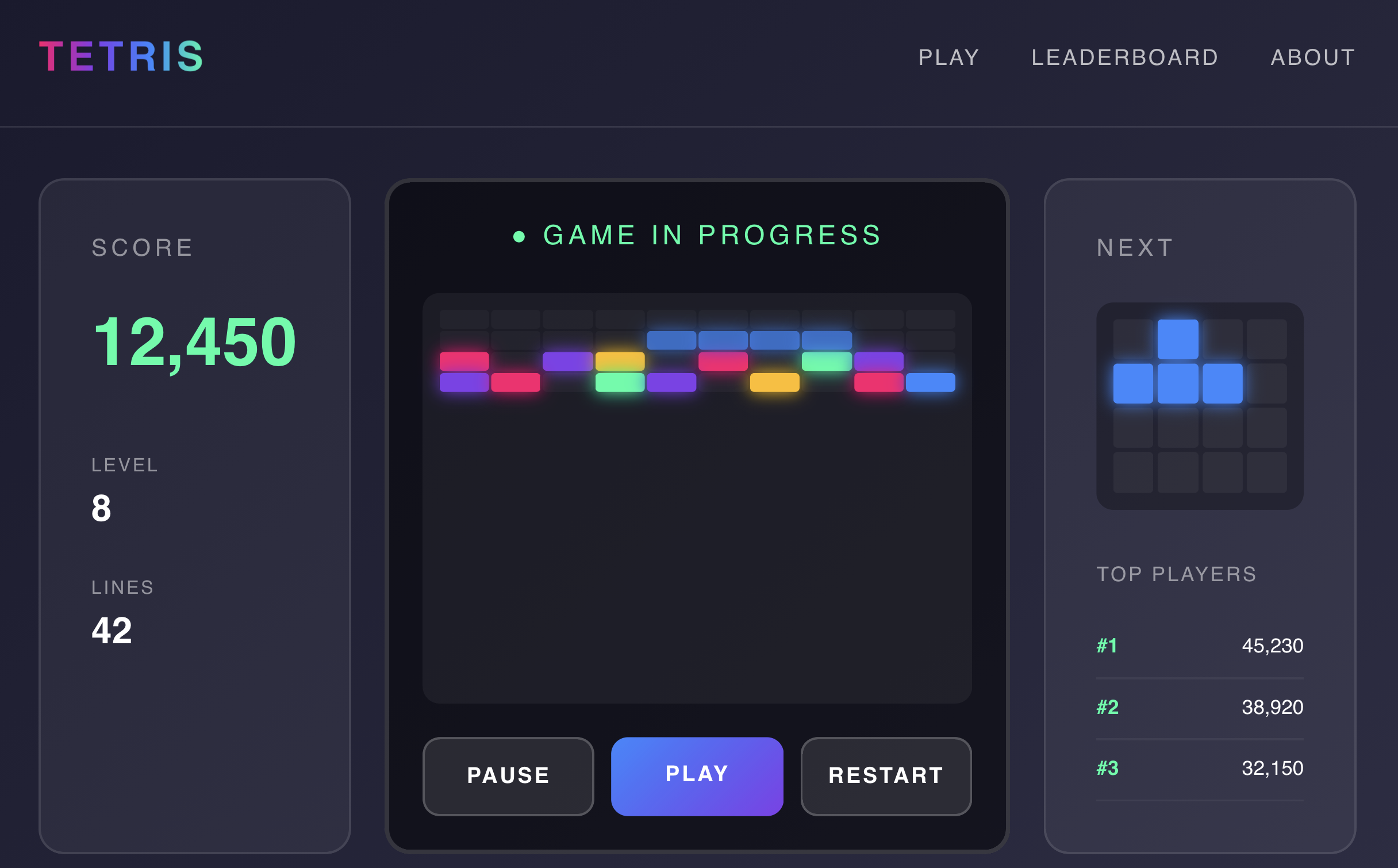 Tetris Game Website
